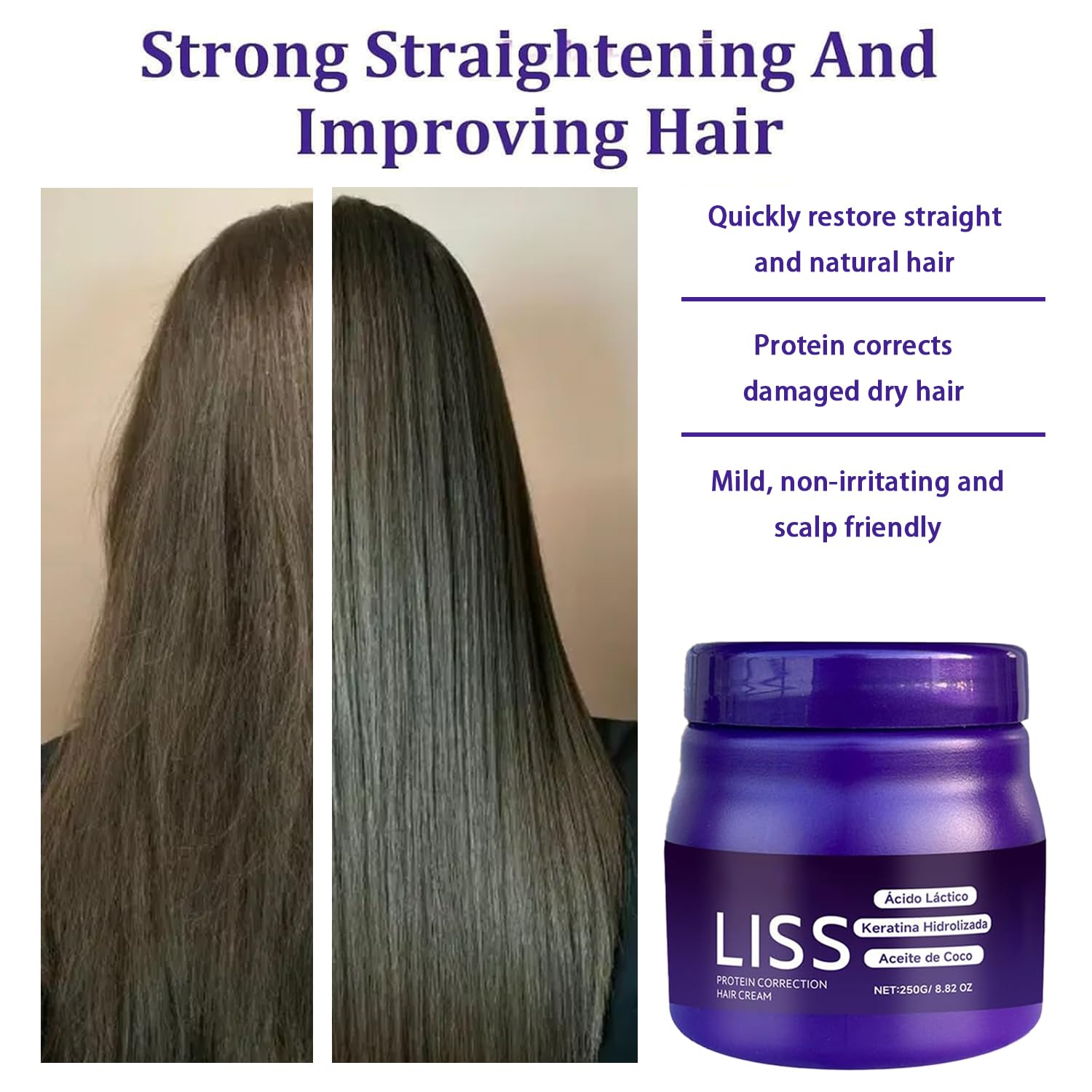 Krajiyya Liss Alisado: crema sedosa para cabello liso y brillo natural.
