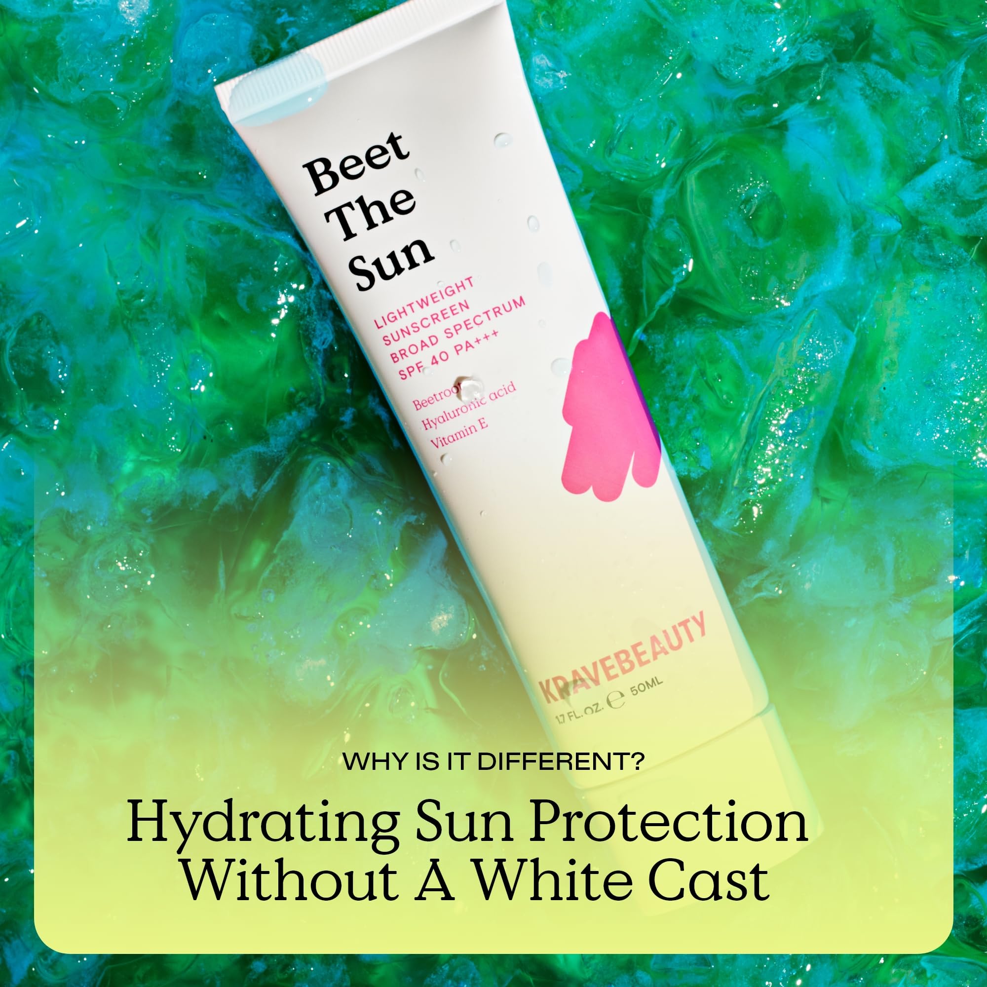 KraveBeauty Beet The Sun fragrance-free label supports sensitive skin use.