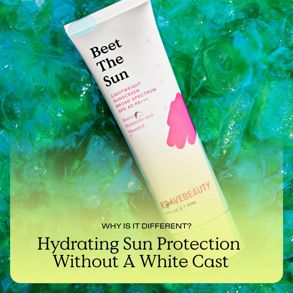 KraveBeauty Beet The Sun fragrance-free label supports sensitive skin use.