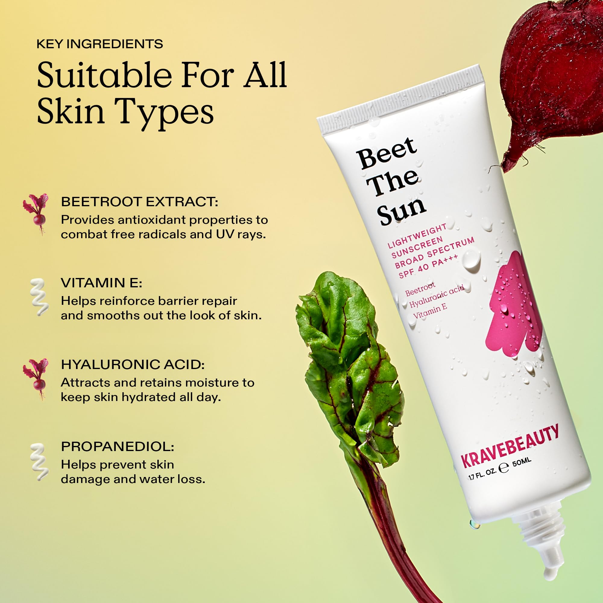 KraveBeauty Beet The Sun makeup-ready base for smooth application.