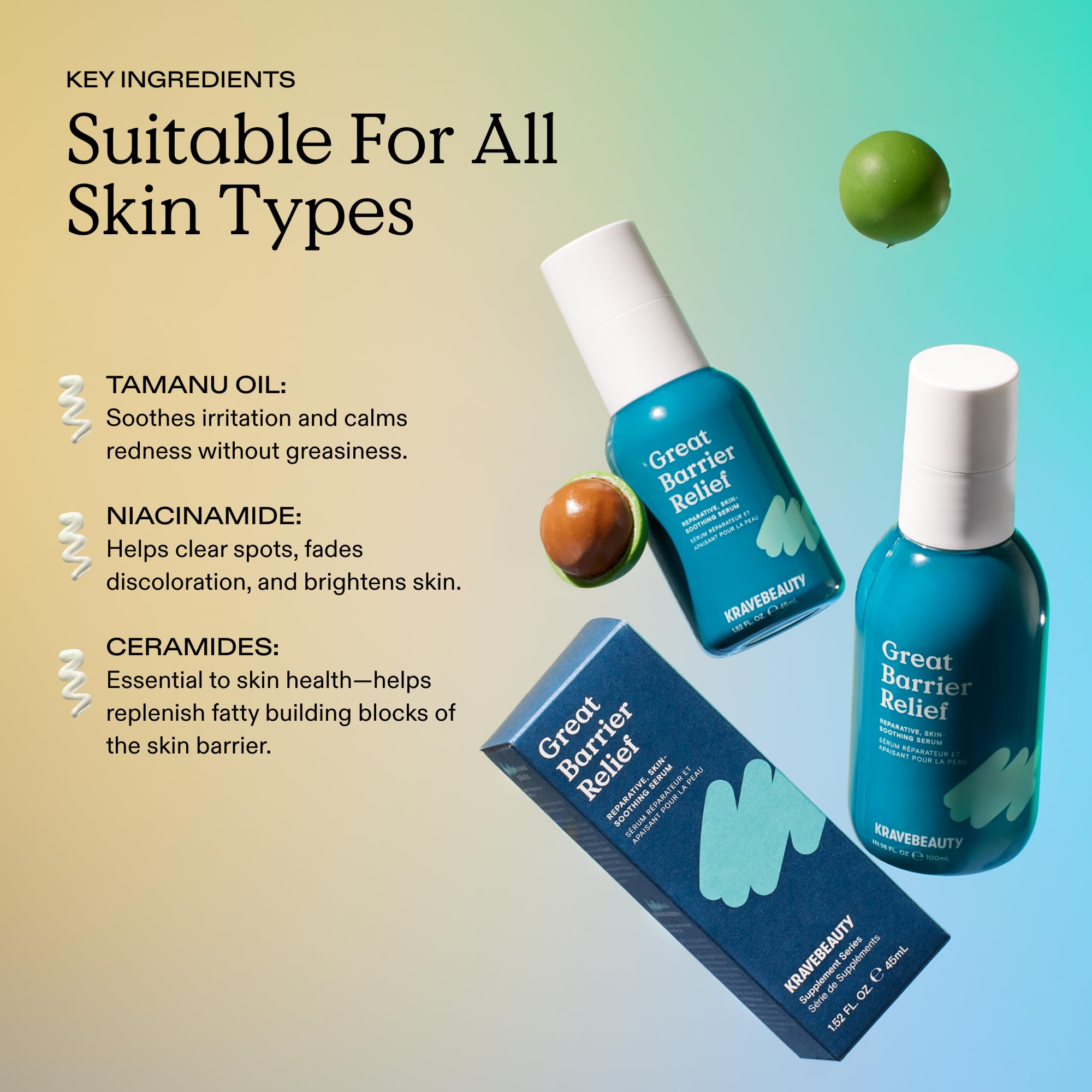 KraveBeauty Great Barrier Relief niacinamide and ceramides listing for barrier support.