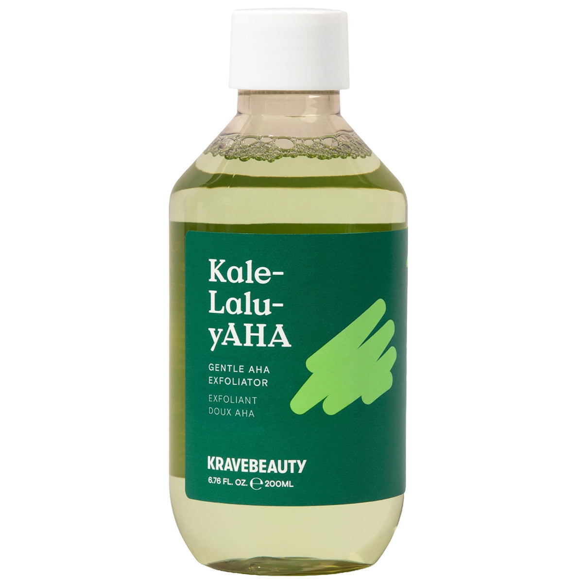 KraveBeauty Kale-Lalu-yAHA toner bottle on a clean vanity, gentle exfoliation.