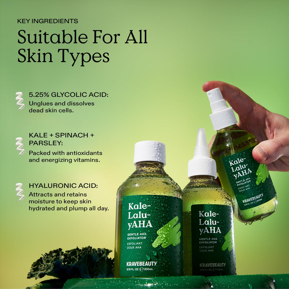 Green blend antioxidants in Kale-Lalu-yAHA toner.