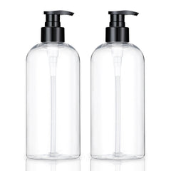KREMORV 16oz clear pump bottle, front view, ideal for shampoo and liquid soap