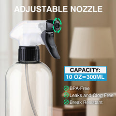 KREMORV spray bottle clear head demonstrates transparent spray area for control