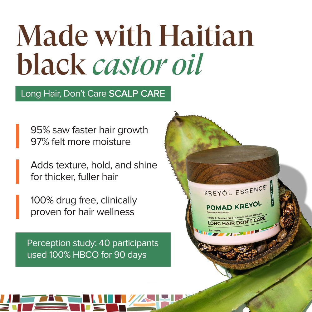 Masaje del cuero cabelludo con Kreyol Essence Pomada para mayor suavidad.