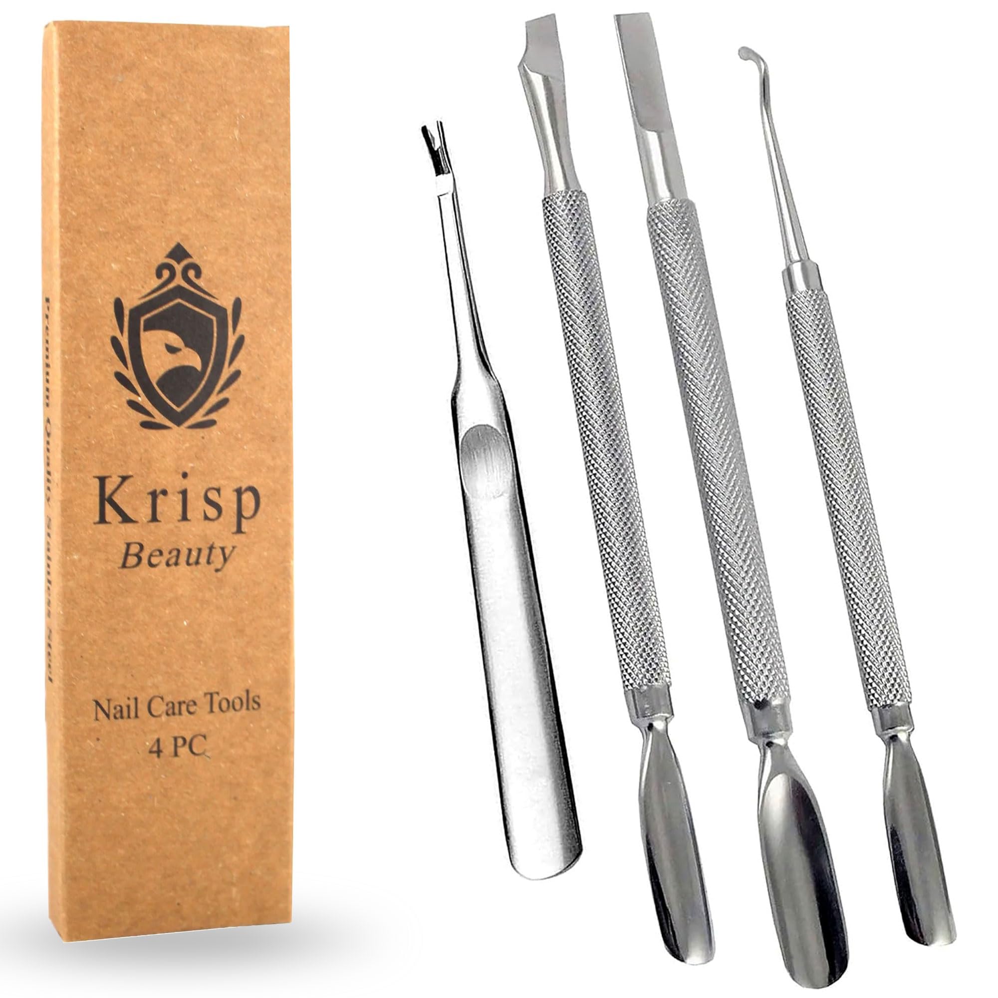 Krisp Beauty cuticle pusher with two-sided ends for precise at-home cuticle care.