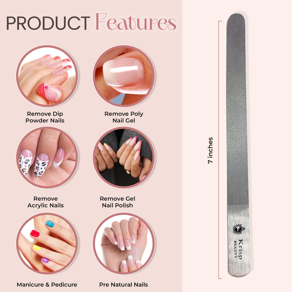 Krisp Beauty diamond deb nail file double-sided surfaces for shaping and smoothing natural or acrylic nails.