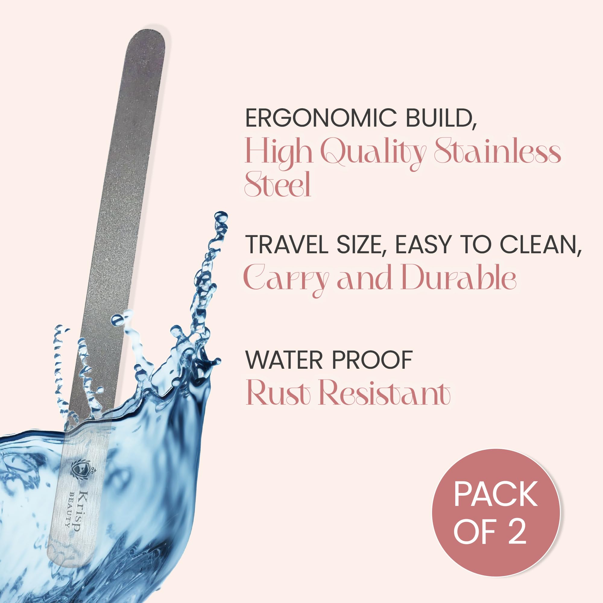 Krisp Beauty ergonomic handle ensures secure grip during each filing session.