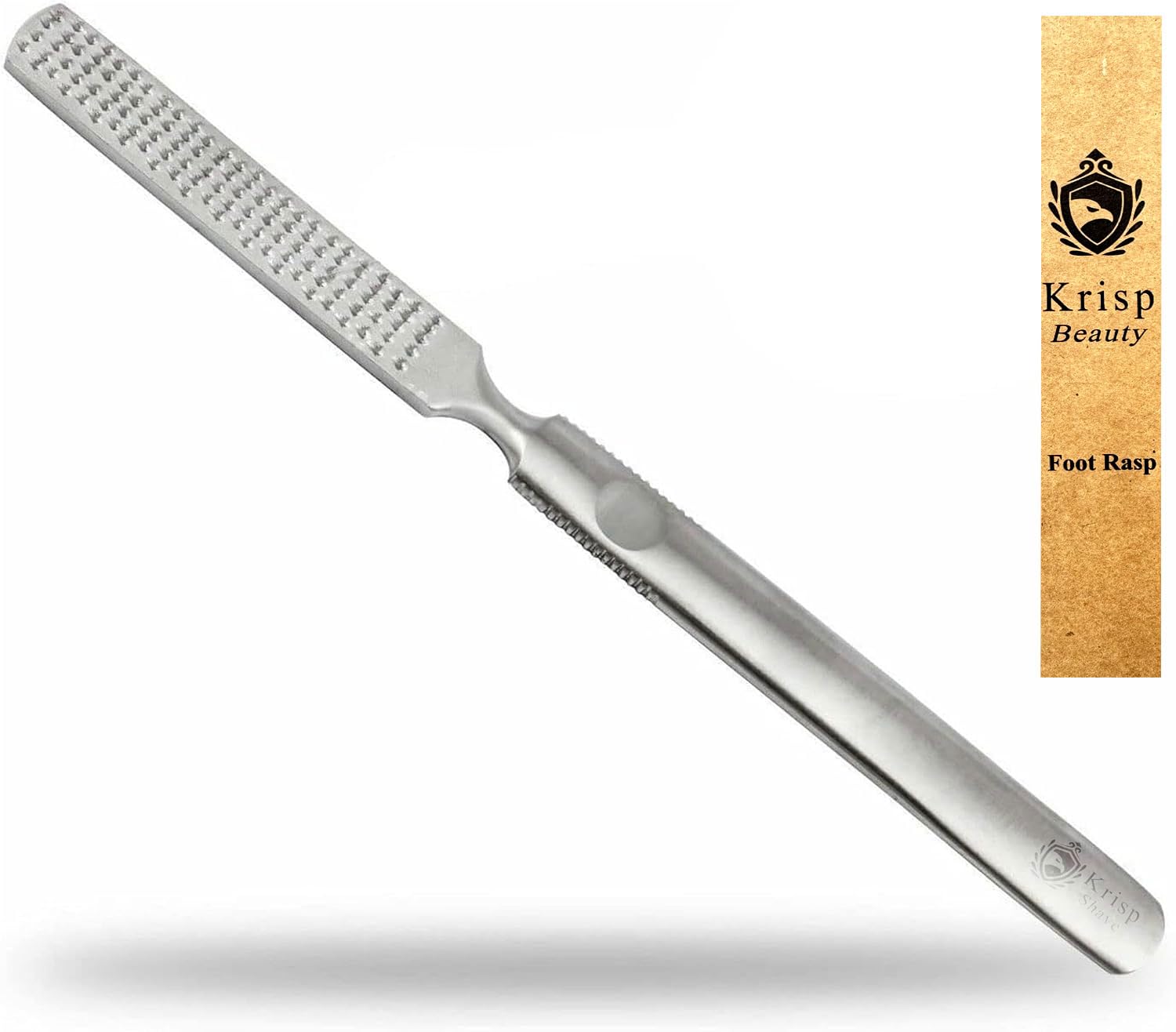 Krisp Beauty foot rasp 7 inch in use for smoother heels and soft skin