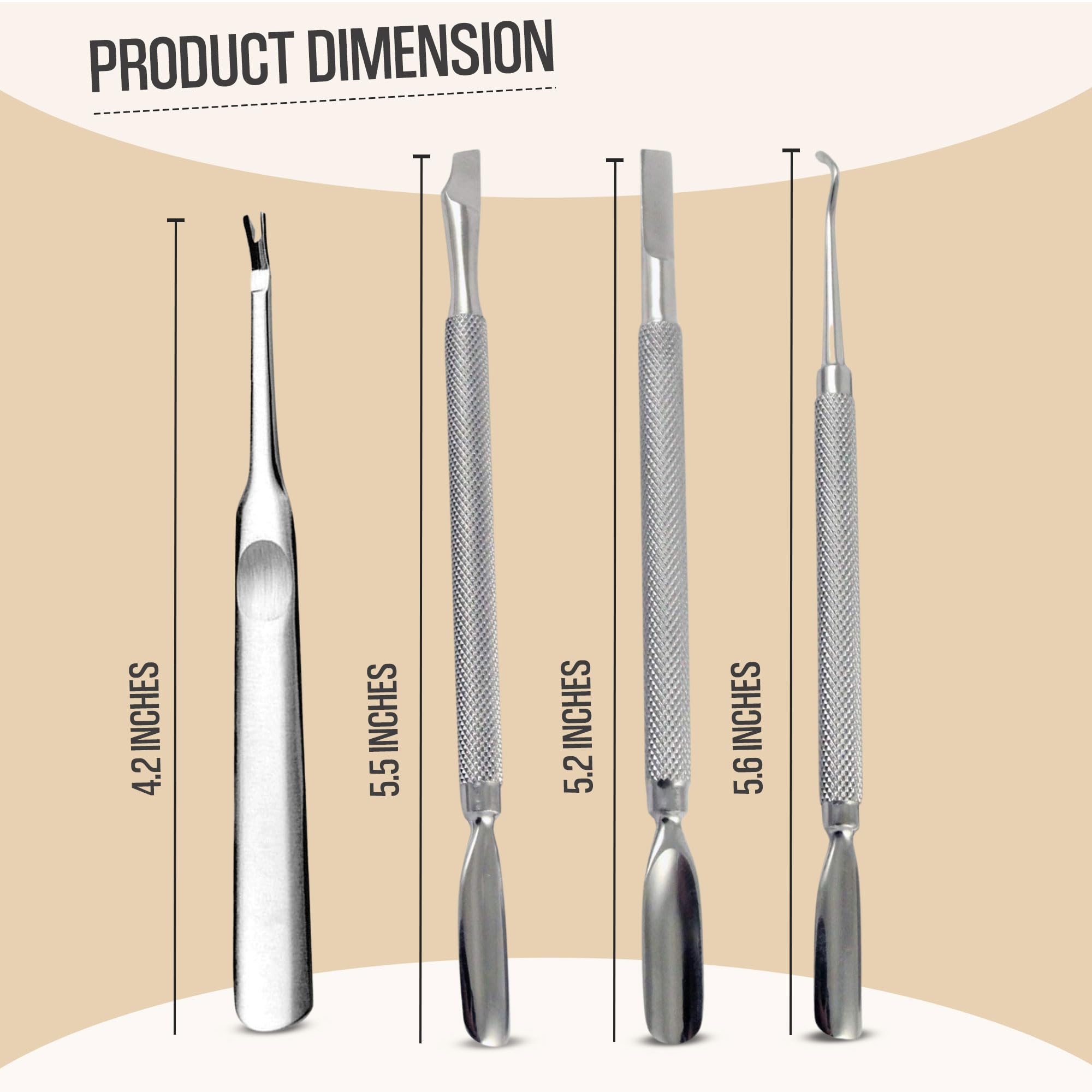 Krisp Beauty metal nail cleaner scraper for safe debris removal under nails.