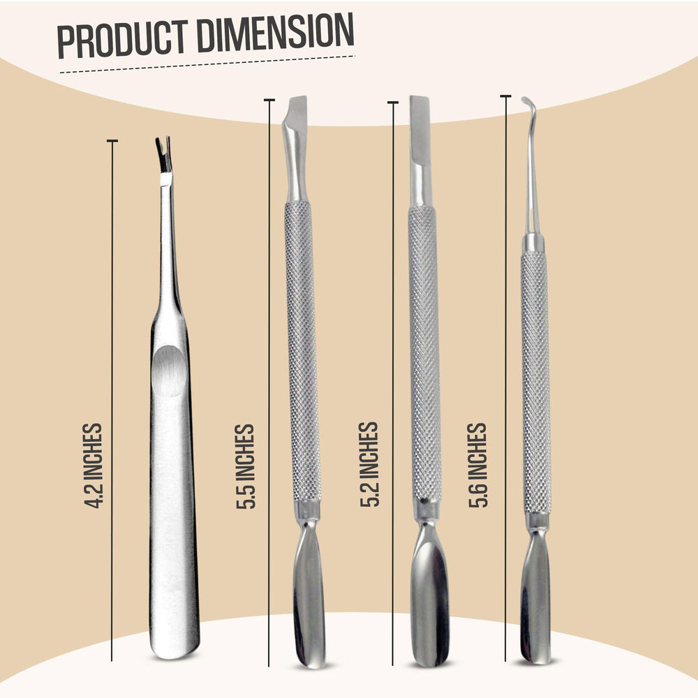 Krisp Beauty metal nail cleaner scraper for safe debris removal under nails.