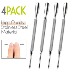 Krisp Beauty spoon-shaped cuticle pusher highlighted for gentle precision.
