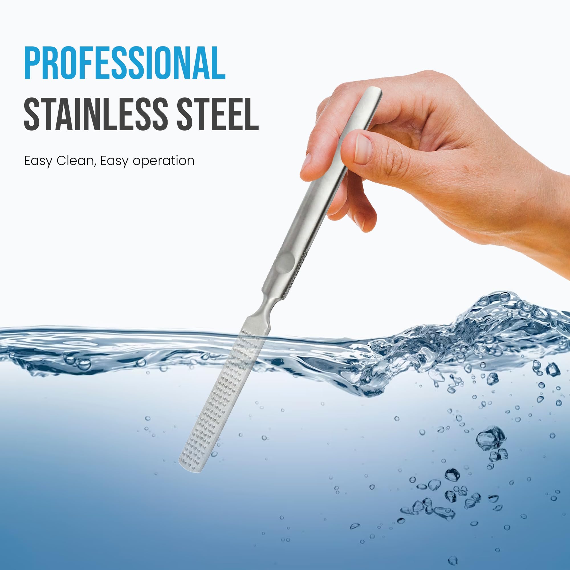 Krisp Beauty stainless steel foot file close-up for quick callus smoothing