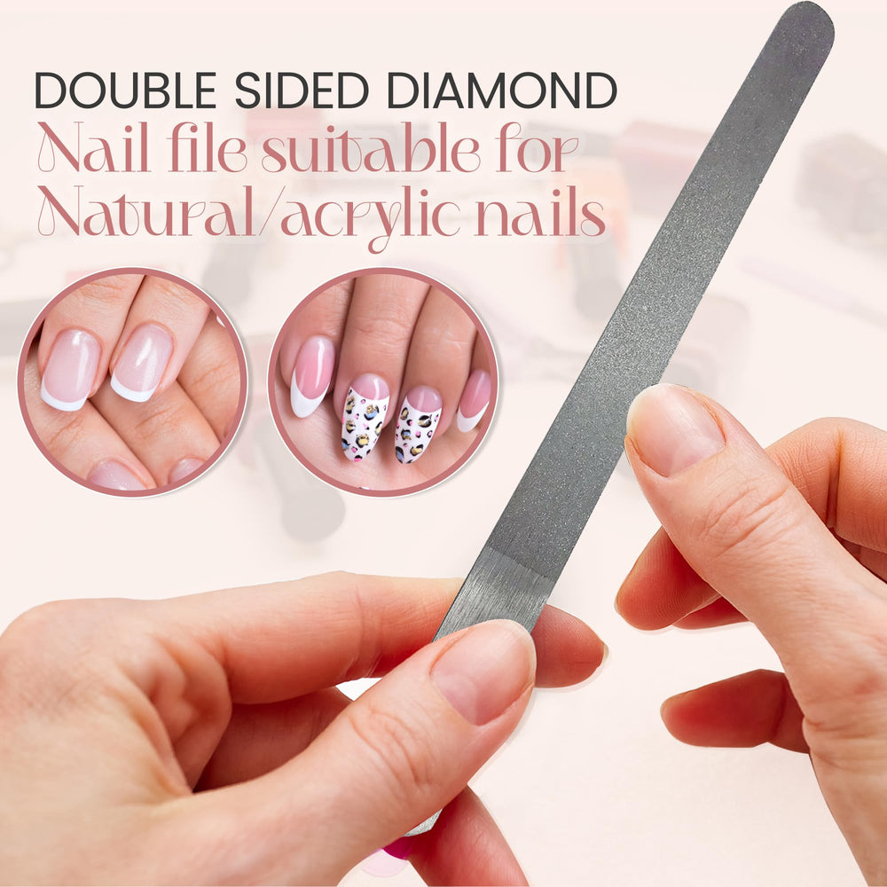Krisp Beauty stainless steel nail files pack 2 for convenient on-the-go nail care.