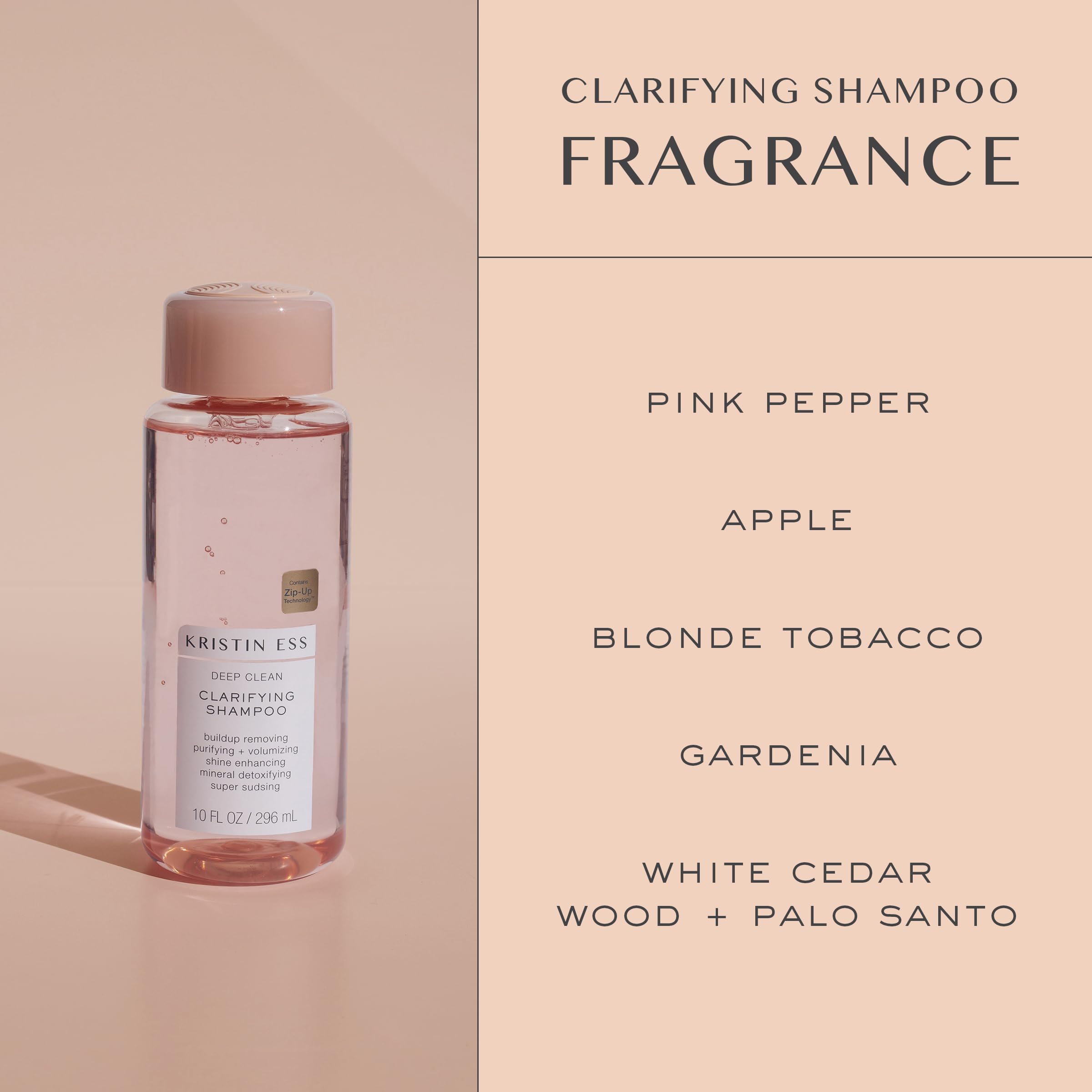 Cabello brillante tras la limpieza profunda con Kristin Ess Deep Clean.