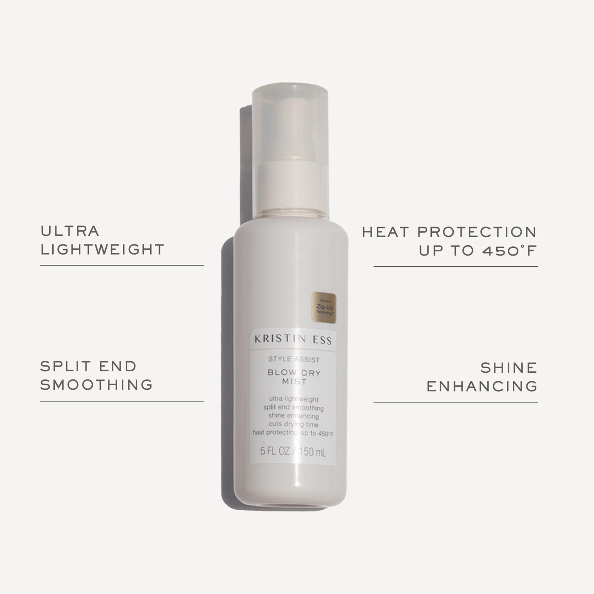Kristin Ess: atomizador aplicando control del encrespamiento en el cabello.