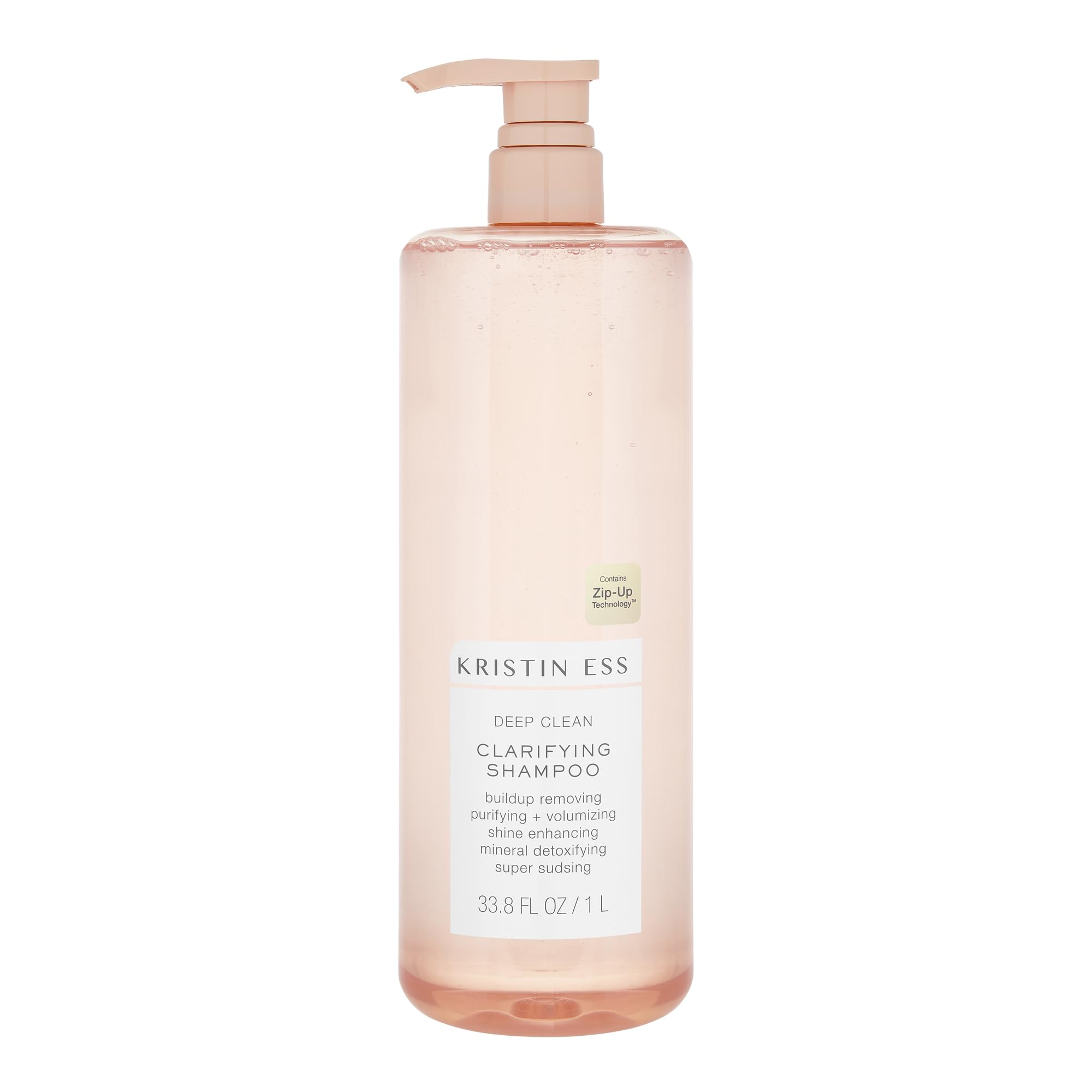 Kristin Ess Detox Shampoo bottle with pump for easy, mess-free application.