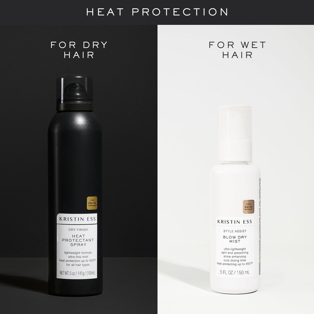 Protector térmico Kristin Ess, aceite de marula para nutrir y lucir brillante.