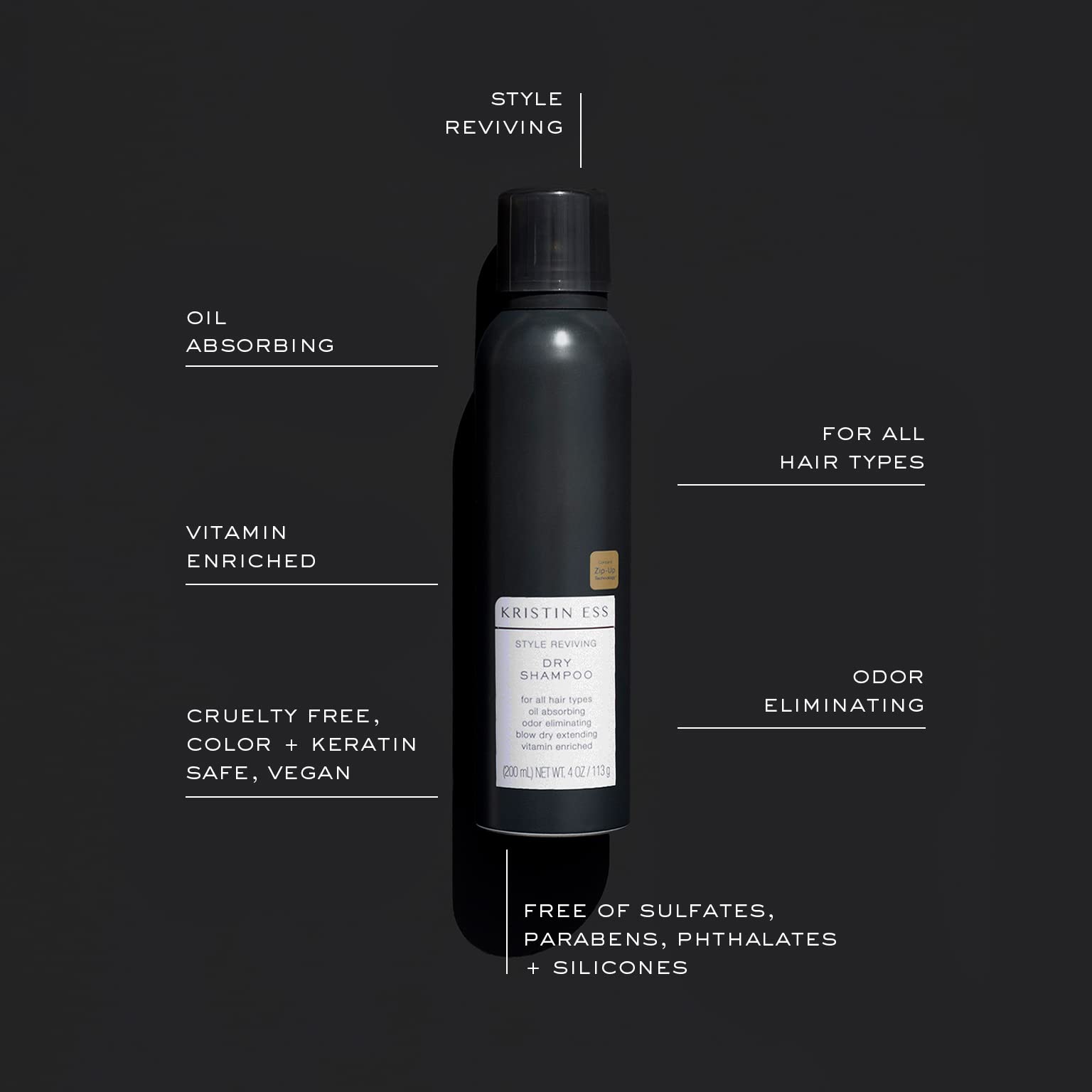 Kristin Ess Dry Shampoo demonstrates volume boost and effortless refresh between washes