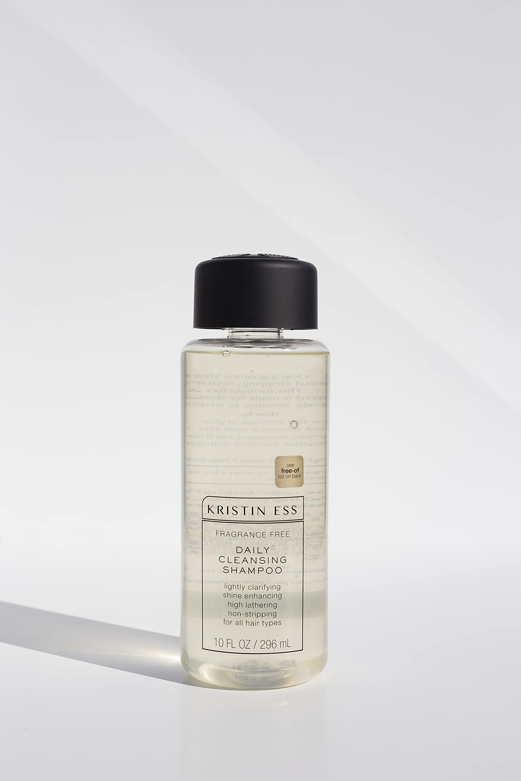 Kristin Ess Fragrance Free Shine Enhancing Conditioner bottle showing fragrance-free shine benefits