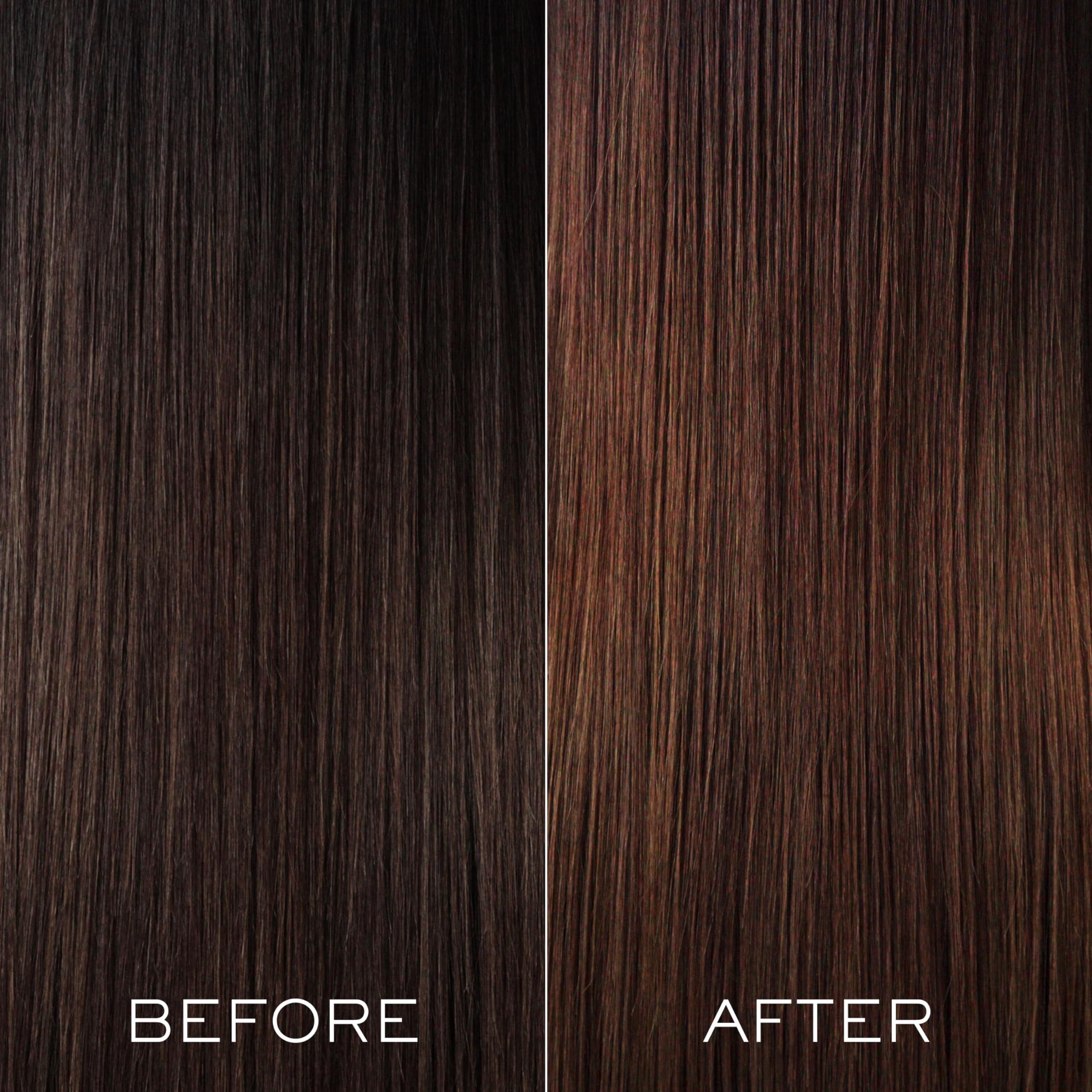 Dark hair with warm chocolate-brown tone after gloss