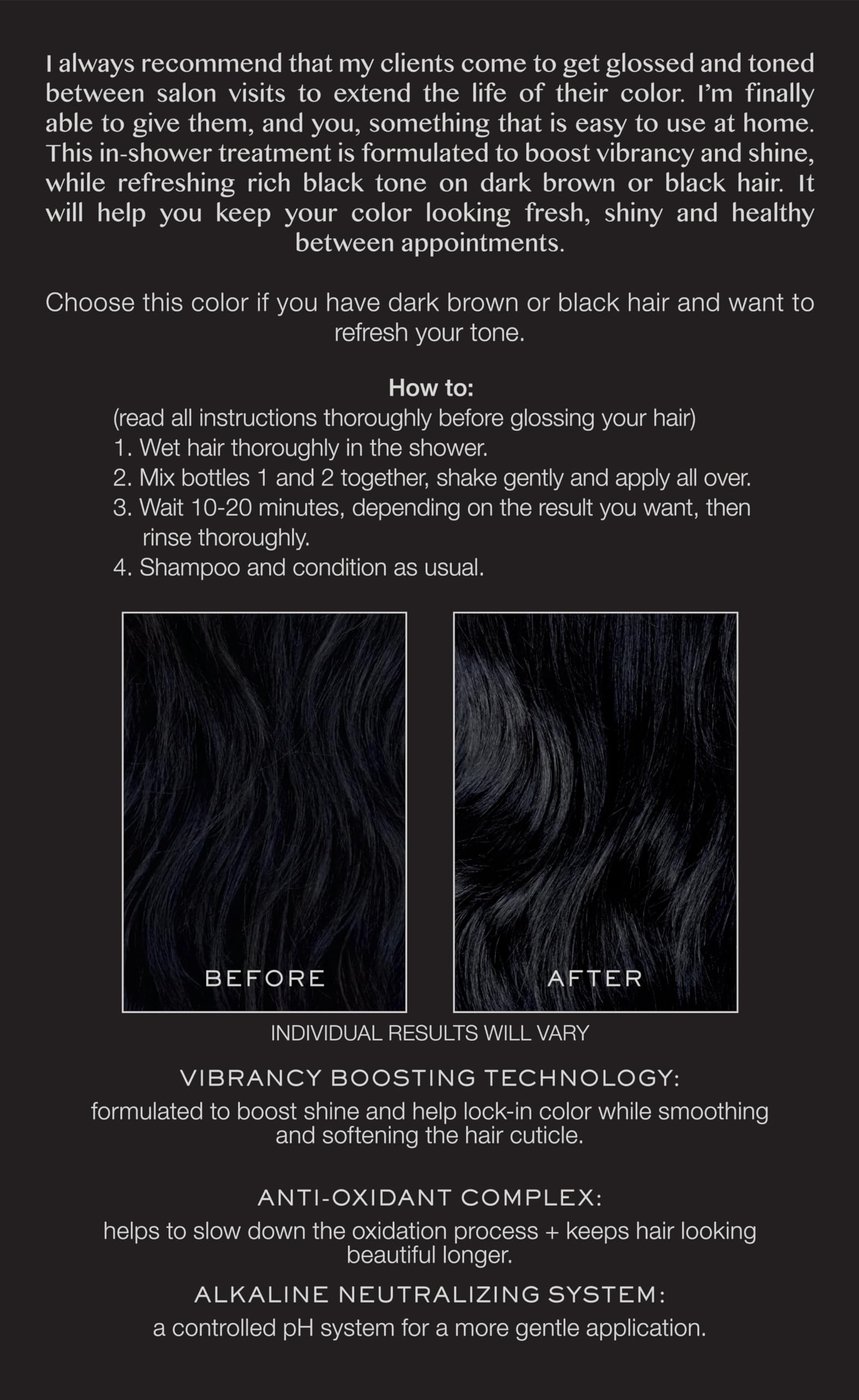 Kristin Ess Hair Gloss applying glaze on wet hair for even color deposit
