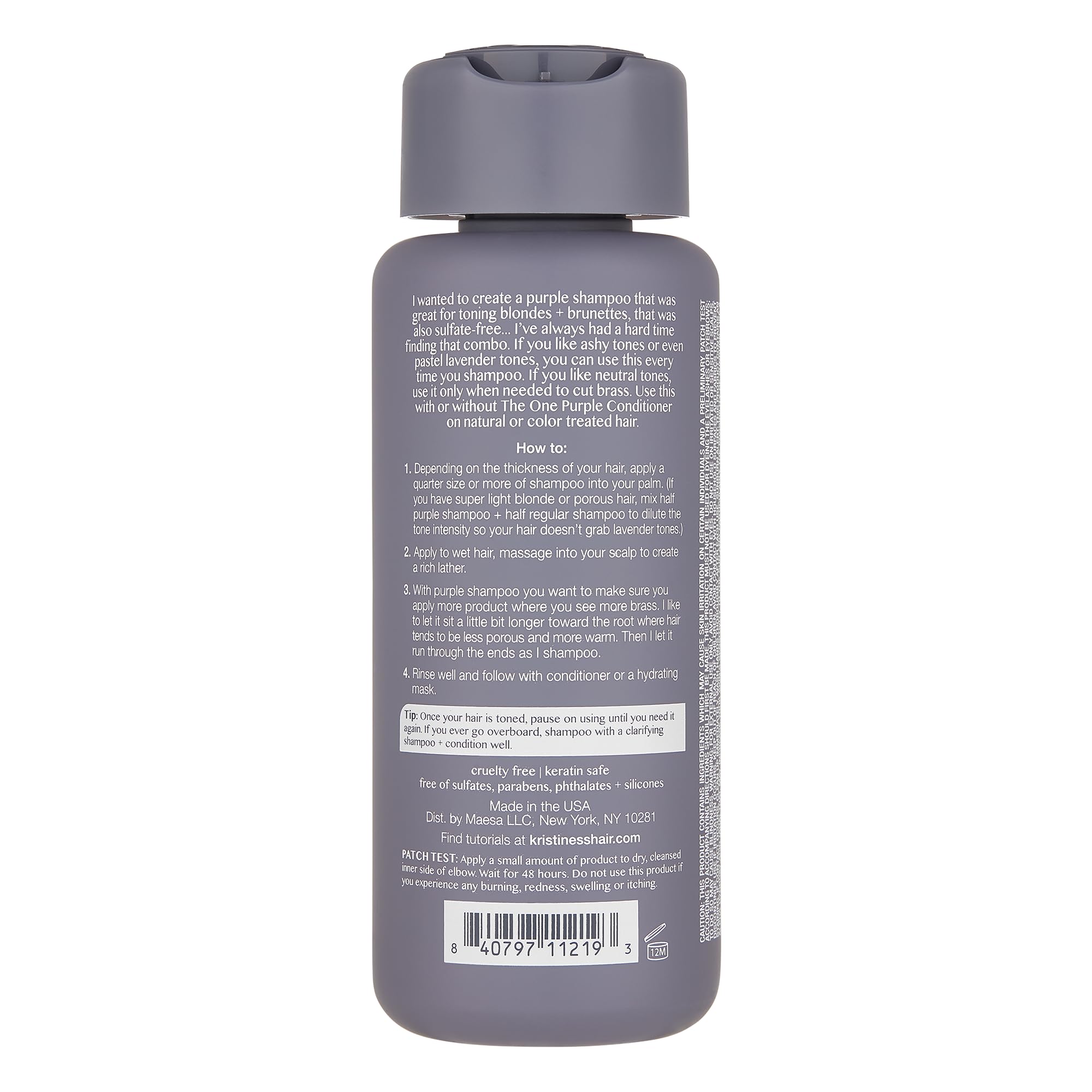 Champú morado The One sin sulfatos cuida el cabello sin irritación.