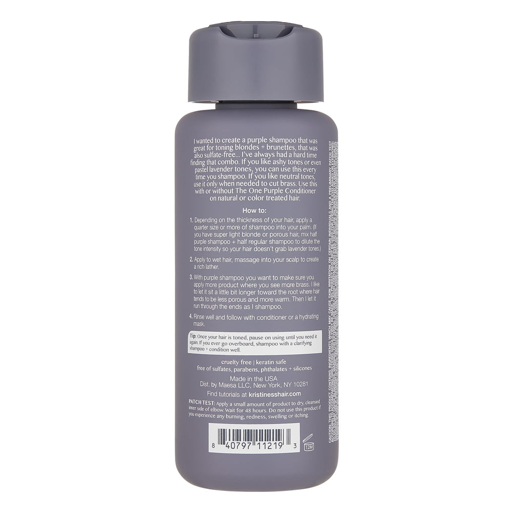 Champú morado The One sin sulfatos cuida el cabello sin irritación.