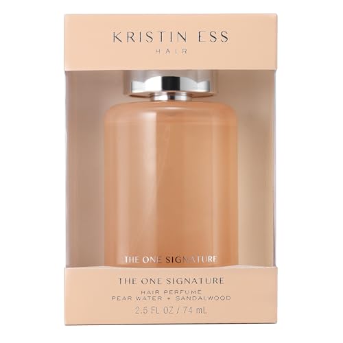 Kristin Ess One Signature Hair Perfume spray bottle used for a midday hair refresh.
