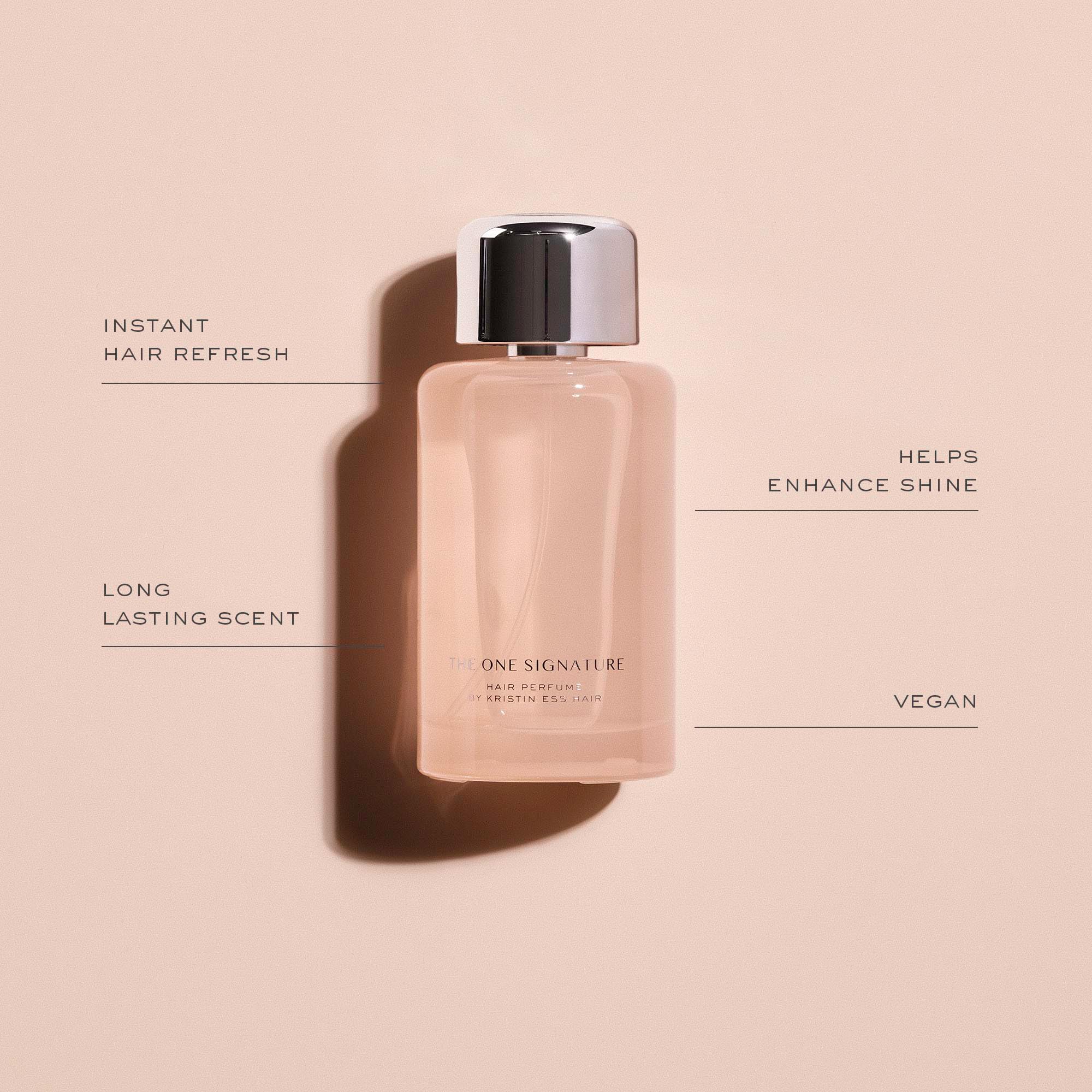 Kristin Ess One Signature Hair Perfume box showcasing vegan, cruelty-free formula for daily use.