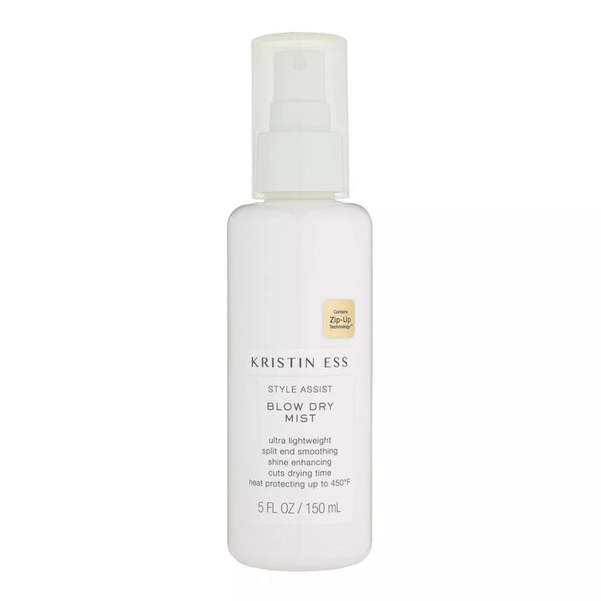 Kristin Ess: botella con protección de calor para cabello y brillo visible.