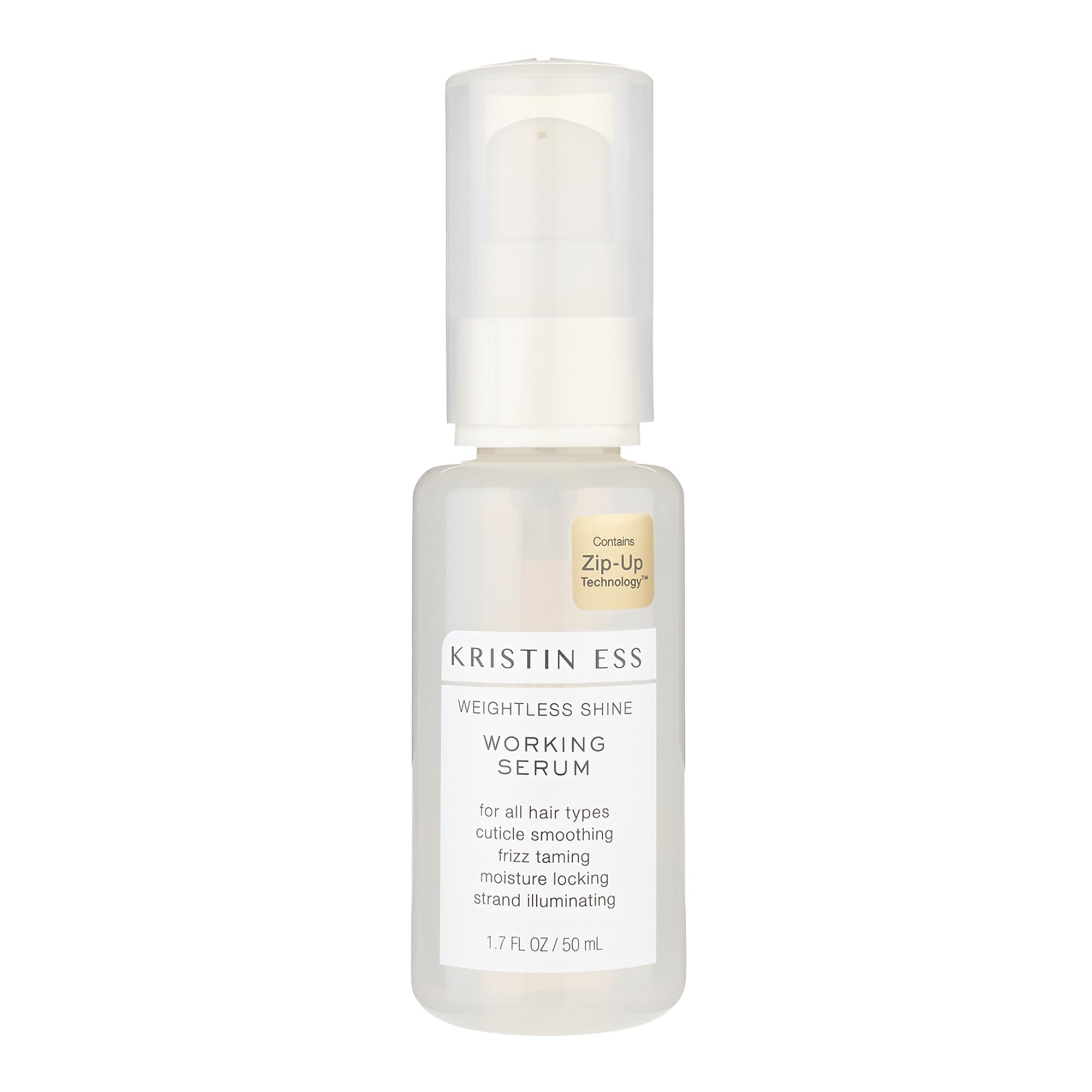 Serum Kristin Ess Brillo Ligero: botella visible para cabello sedoso y manejable