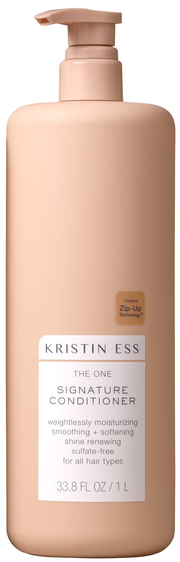 Kristin Ess The One Signature Conditioner bottle closeup for smooth, hydrated hair.