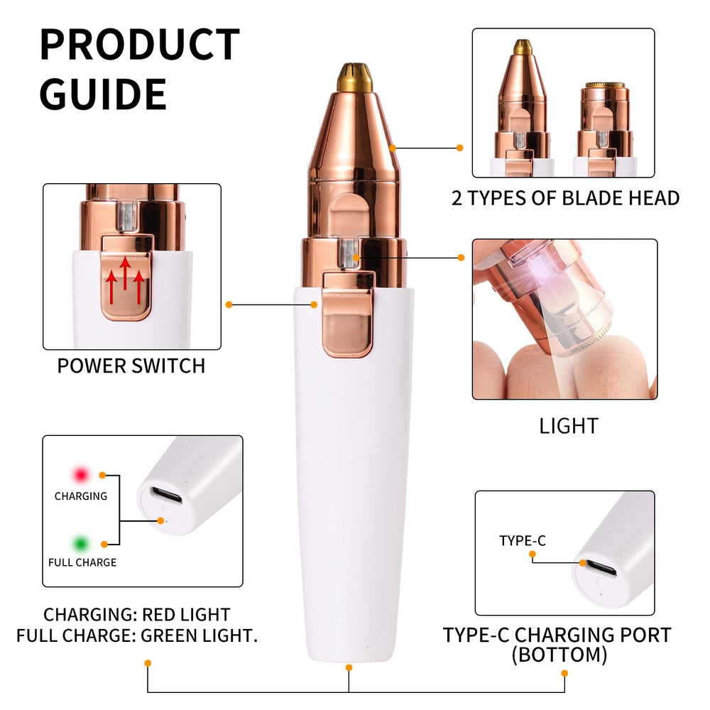 Kroaya eyebrow trimmer enables precise shaping with clean lines.
