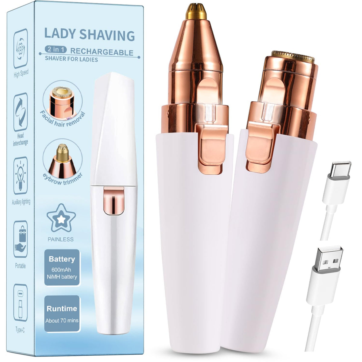 Kroaya facial hair remover in compact design for discreet on-the-go grooming.