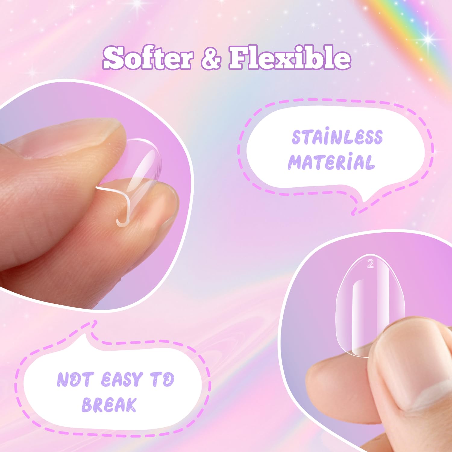 Krofaue 240-piece set across 12 sizes fits young nails