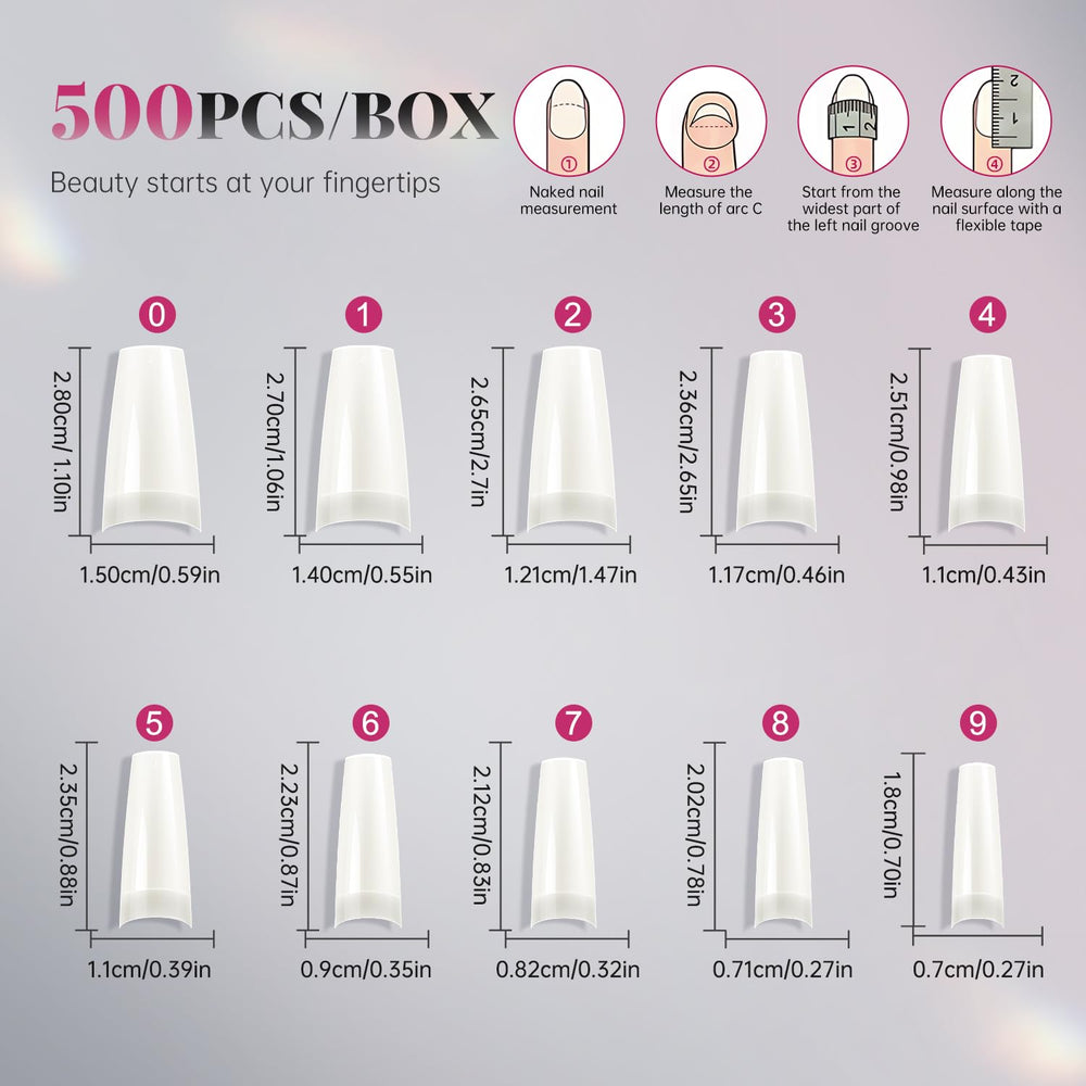 Krofaue 500pcs nail tips package contents for salon-ready supply