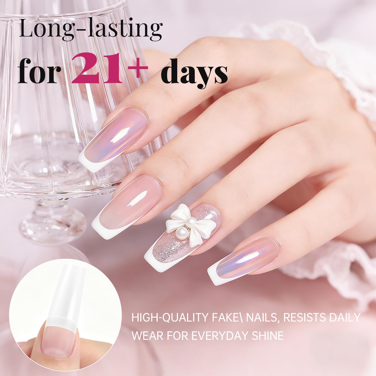 krofaue almond-shaped tips ready for gel or acrylic polish