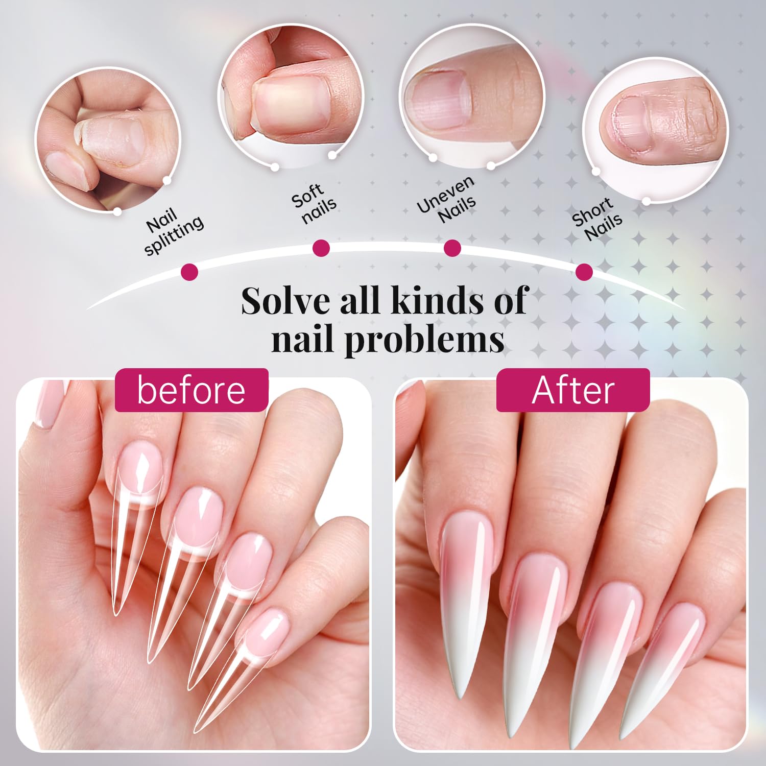 Krofaue clear nail tips arranged for easy viewing and selection.