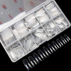 Krofaue clear half-cover nail tips in French style for elegant manicures.