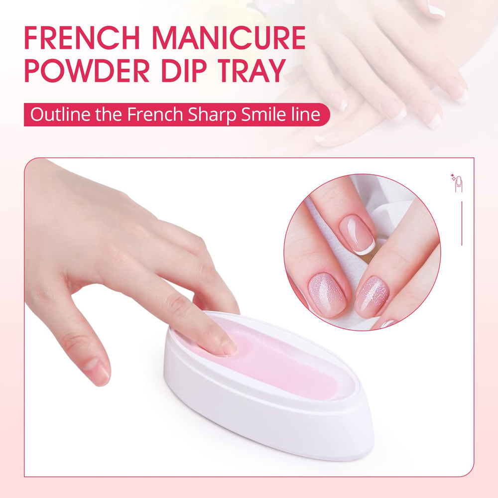 Krofaue Contenedor Dip Uñas Francesa con lado redondo para líneas suaves.