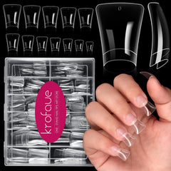The krofaue duck nail tips box front display shows 240 pieces for versatile DIY manicures.