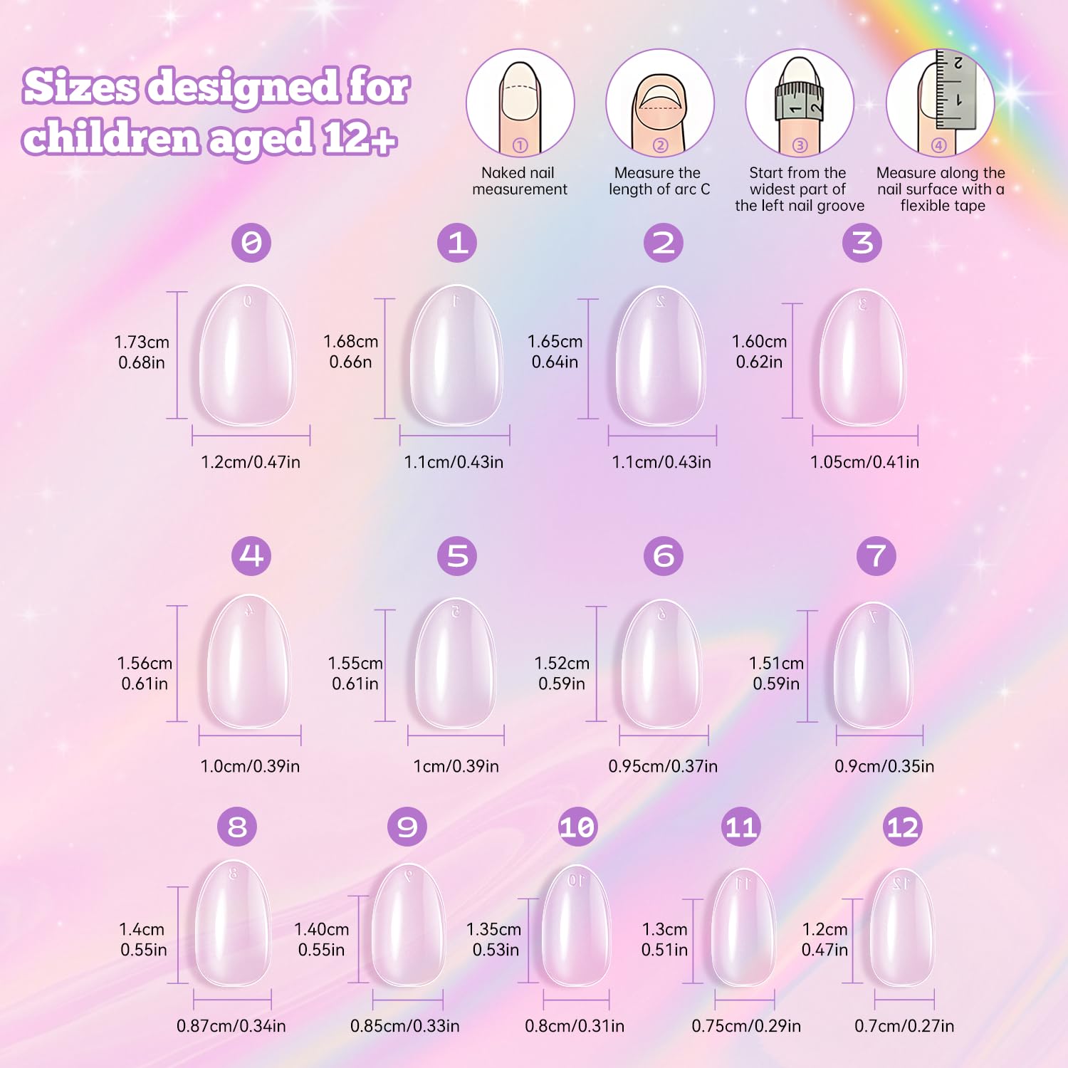 Krofaue easy application press-on nails for kids