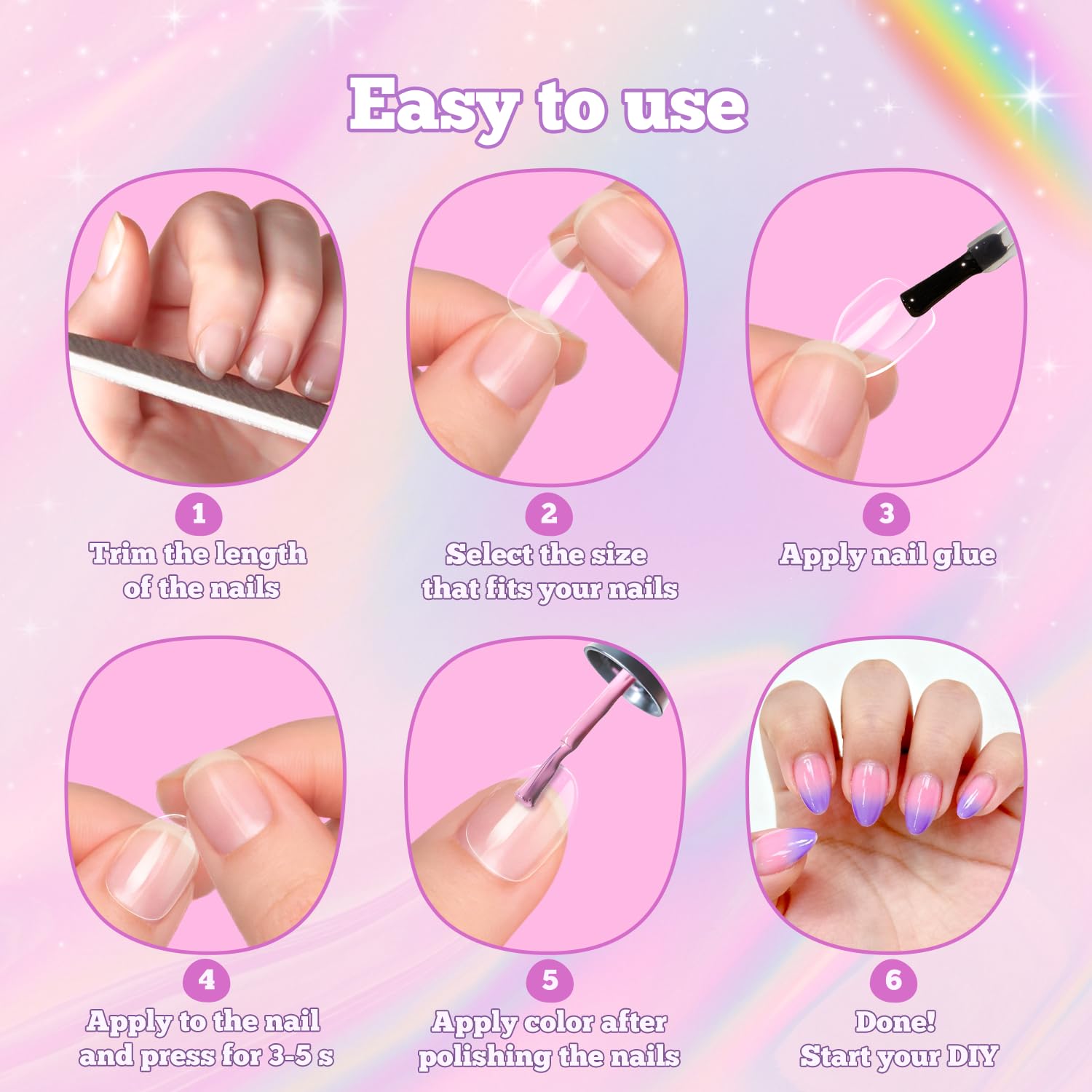 Krofaue easy press-on application for quick nail art