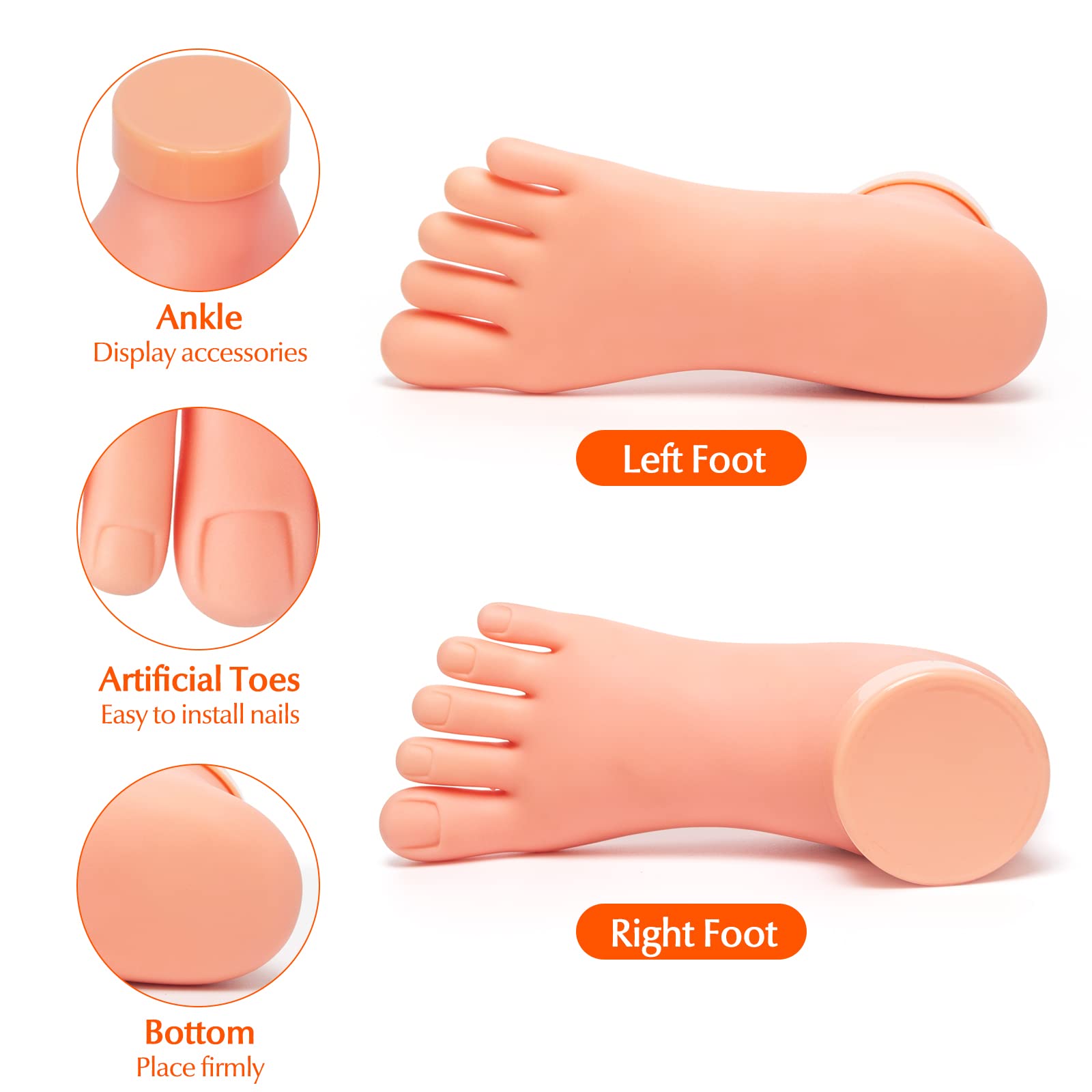Close-up of krofaue Foot Model showing soft material and bendable toes.