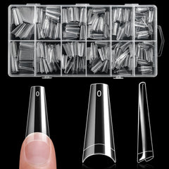 Krofaue half cover coffin nail tips box for precise sizing and quick nail art