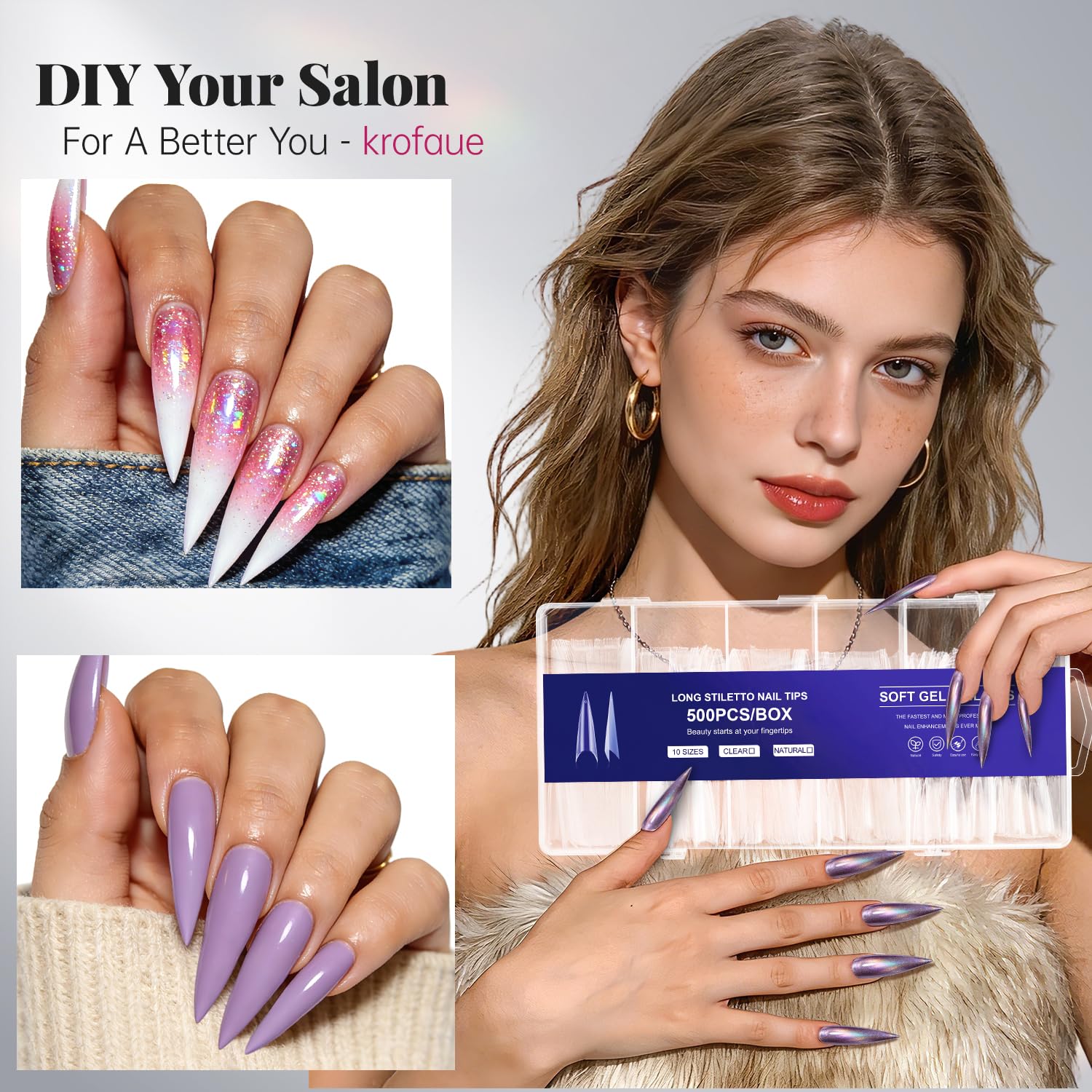 Krofaue holiday ready nail tips for Halloween Christmas and more.