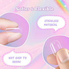 Krofaue clear nail tips close-up ready for playful designs.