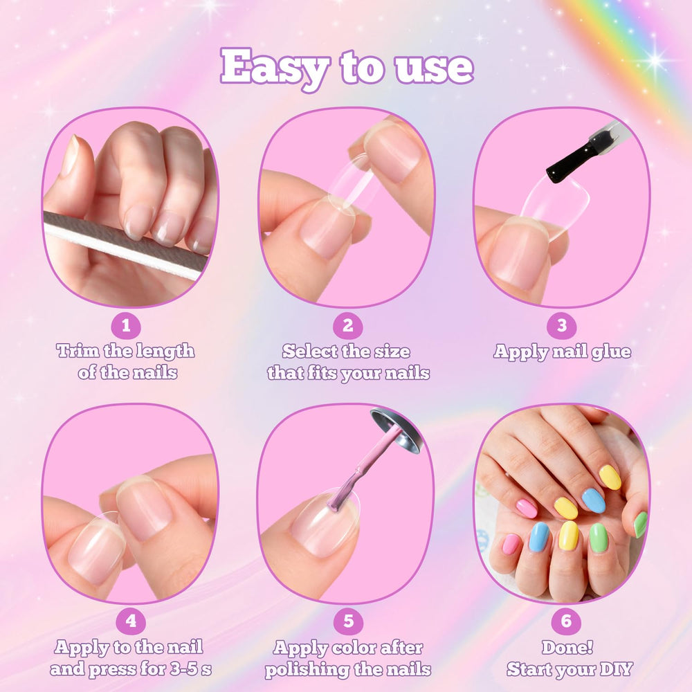 Krofaue kids nail art salon at home concept with clear tips